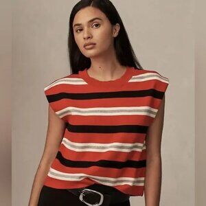 Maeve Anthropologie, NWT, The Noah Muscle Tank Sweater by Maeve, Red, Sz XS